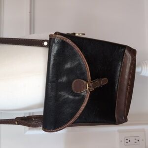 Brahmin Leather Black Brown Crossbody Shoulder Leather Purse Bag Vintage